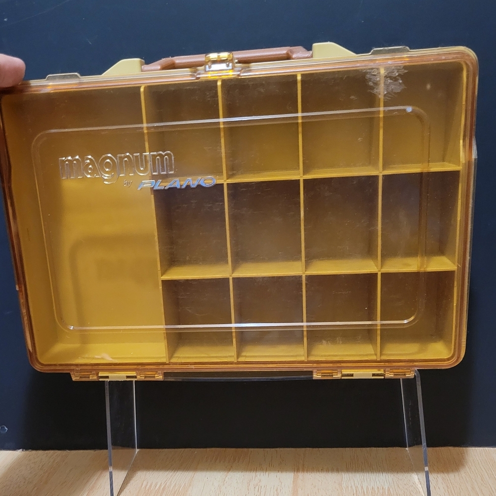 “Magnum by Plano,” double sided, vintage plastic tackle box